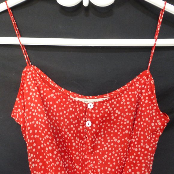 ZARA TRF COLLECTION, small, red polka dot spaghetti strap dress, rope belt BNWOT - Picture 3 of 11